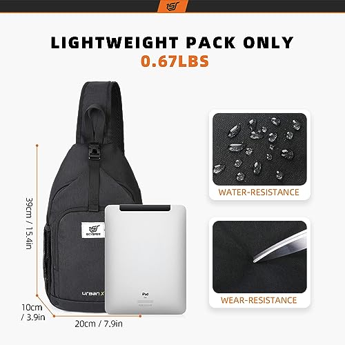 SKYSPER Sling Bag RFID Crossbody Sling Backpack Cross Body Shoulder Bag Travel Hiking Daypack for Women Men(Black) - Image 5