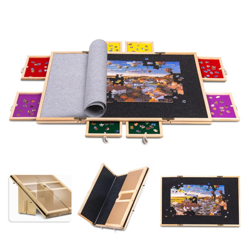 Becko US 2000 Pieces Jigsaw Puzzle Board Foldable Board with 8 Colored Sorting Trays Tilted Adjustable Angle Up to 30 Large Puzzle Pieces Storage with Protective Cover - Image 4