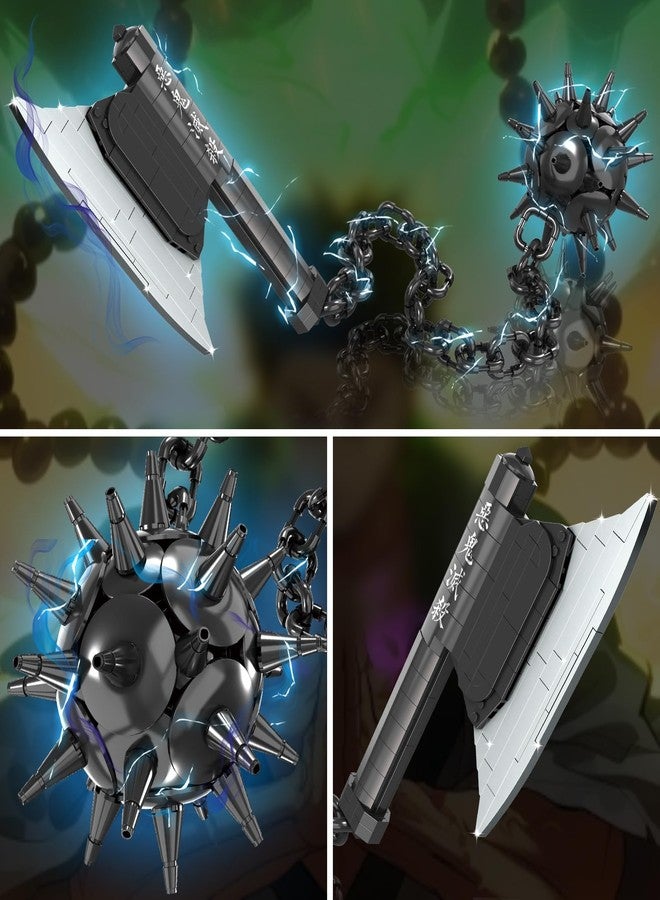 HIGH GODO Demon Anime Sword Building Set, 43in Axe and Meteor Hammer Block Kit, Creative Gyomei Himejima Weapon Building Blocks Set Gifts Toys for Adults Teens 14+ (779 PCS) - Image 4