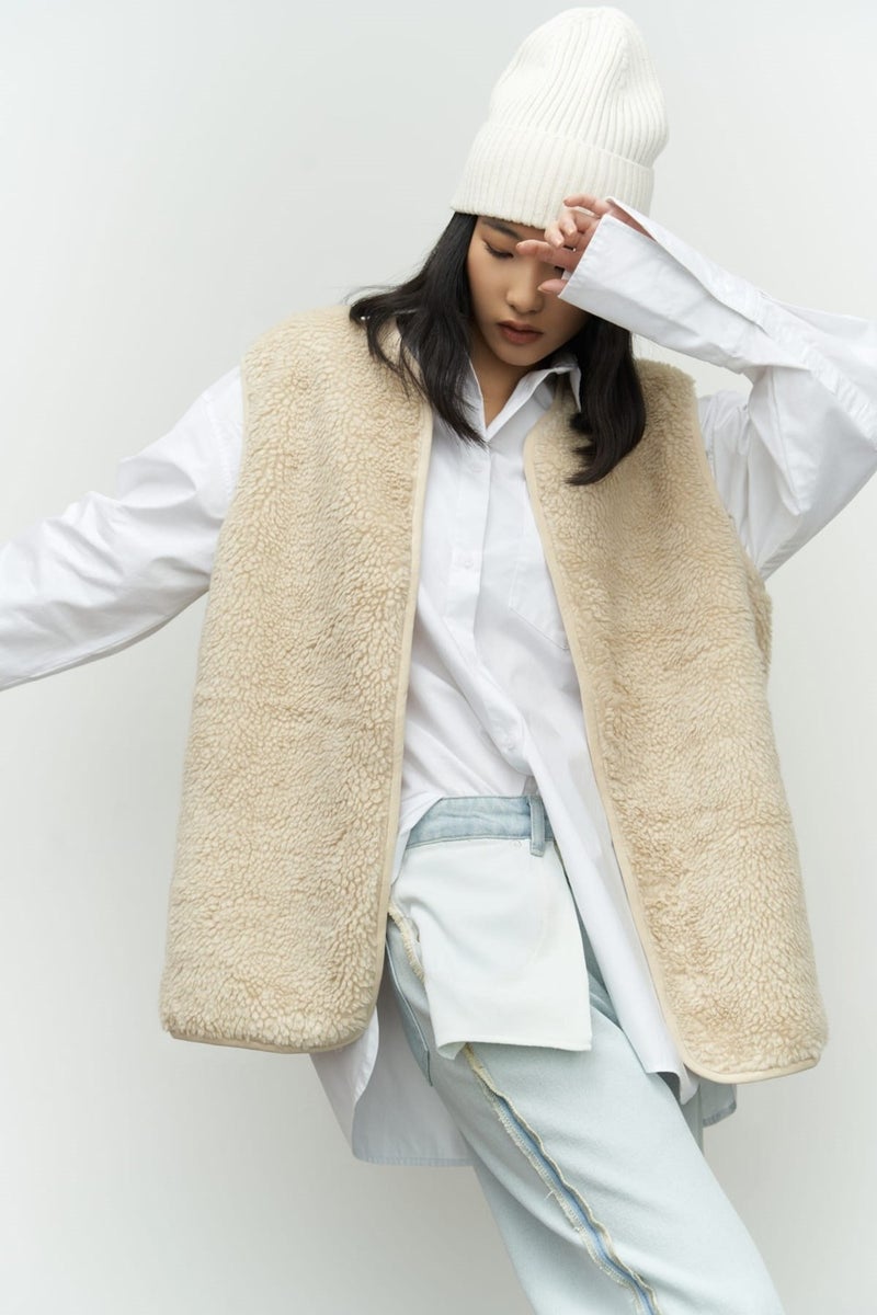Mai Harlow Beige Teddy Vest  - Image 1
