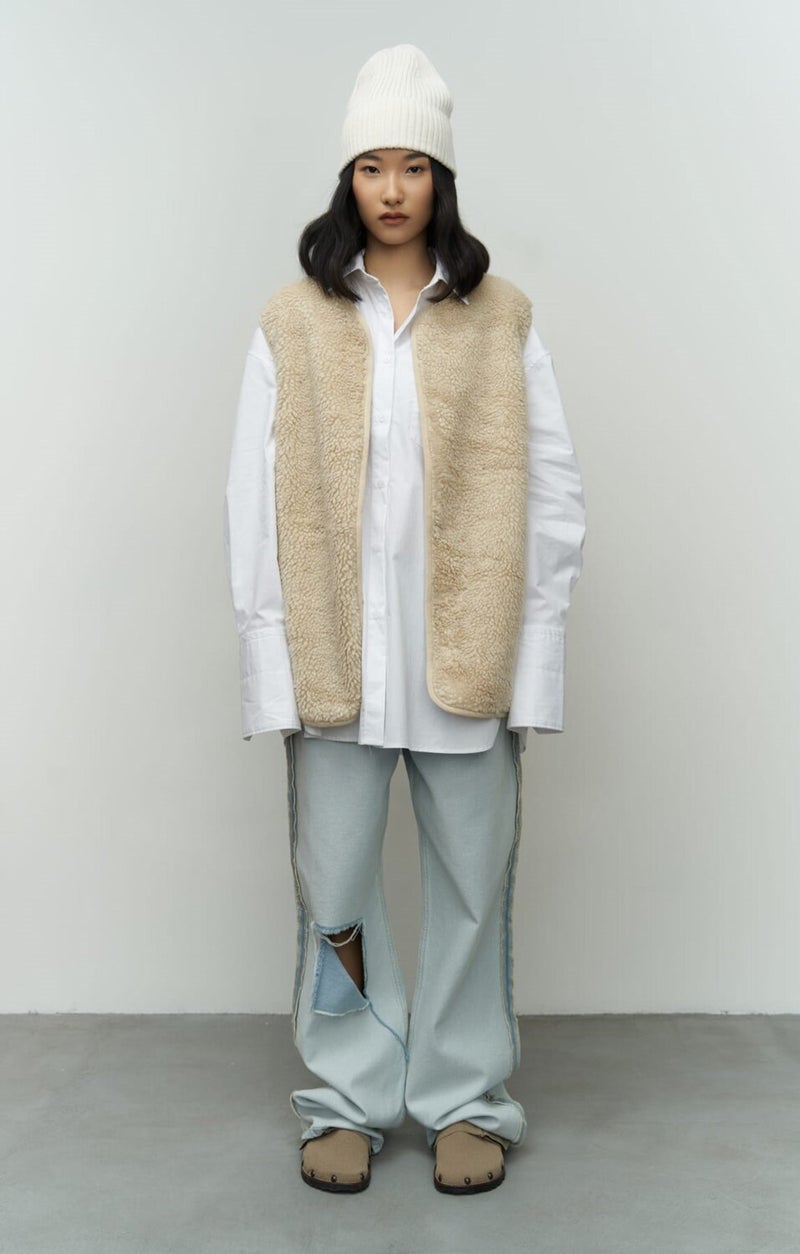 Mai Harlow Beige Teddy Vest  - Image 2