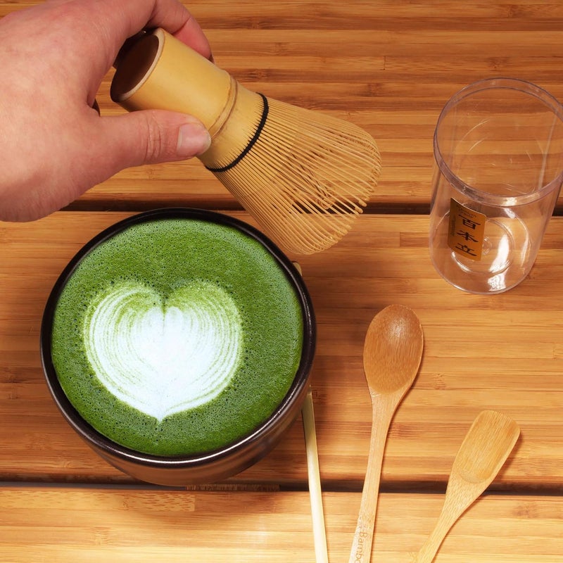 BambooMN Matcha Whisk Set - Golden Chasen (Tea Whisk) + Chashaku (Hooked Bamboo Scoop) + Tea Spoon - 1 Set - Premium Matcha Set to Prepare a Traditional Cup of Matcha - Image 3