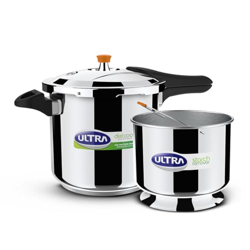Ultra Duracook Diet Cooker 8 Litre | Excess Starch Remover | Diet Friendly | AISI 304 Food Grade Stainless Steel Cooker with 10 Years Warranty | Anti Bulging SCTS base | Spillage Control - Image 1
