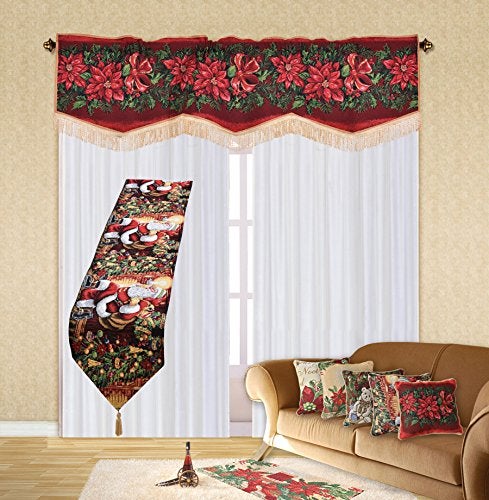 Violet Linen Decorative Christmas Poinsettias Candles Design Tapestry 18" X 18" Cushion Cover - Image 2