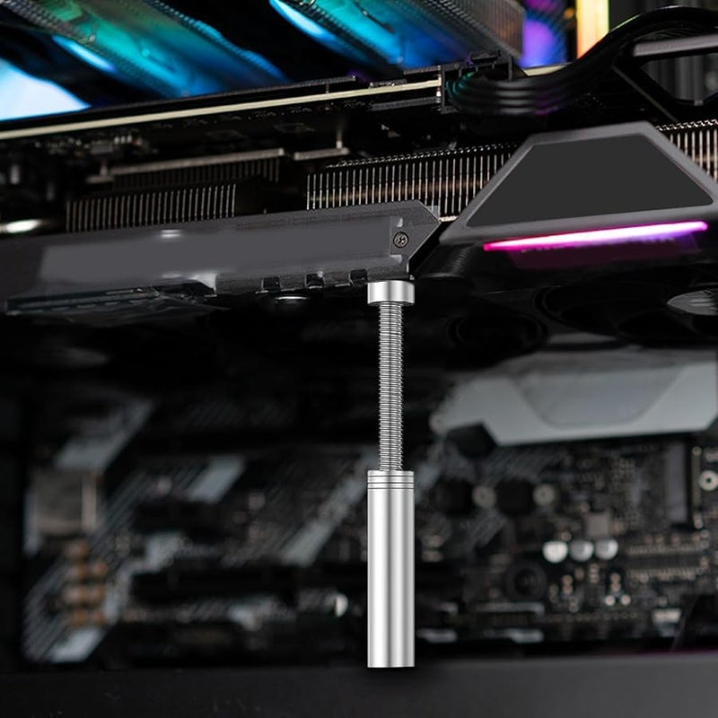 Long Silver GPU Support Brace Metal Graphics Card Stand Jack Design Stable PC Setup - Image 3