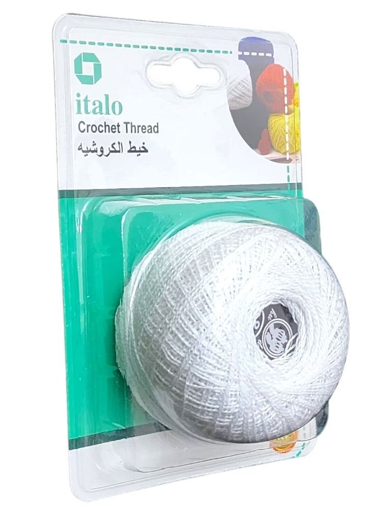ITALO خيط كروشيه باللون الأبيض 20 جرام خيوط حياكة التطريز اليدوي خيوط الحياكة  - Image 2