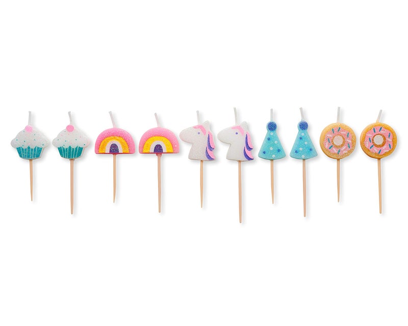 Papyrus Birthday Candles Unicorns and Rainbows 10Count
