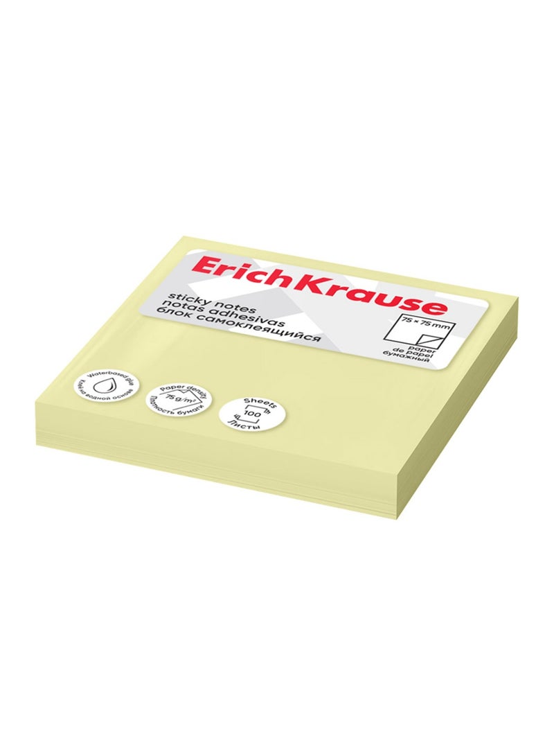 ErichKrause 100-Sheet Sticky Notes 75mmx75mm Size Yellow - Image 1
