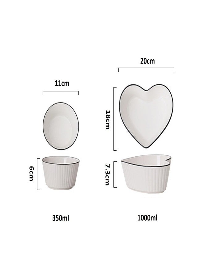 OLWICK® Heart Shaped Ceramic Bowls, Set of 5, Microwave Safe Soup, Rice, Noodle, & Fruit Bowls, Perfect for Home & Restaurant Use - Image 4