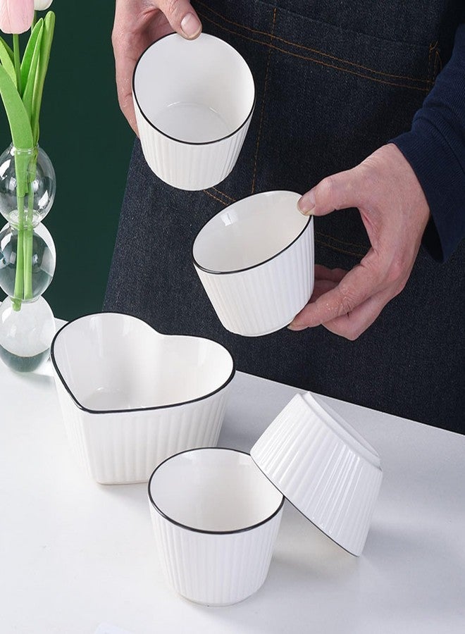 OLWICK® Heart Shaped Ceramic Bowls, Set of 5, Microwave Safe Soup, Rice, Noodle, & Fruit Bowls, Perfect for Home & Restaurant Use - Image 2