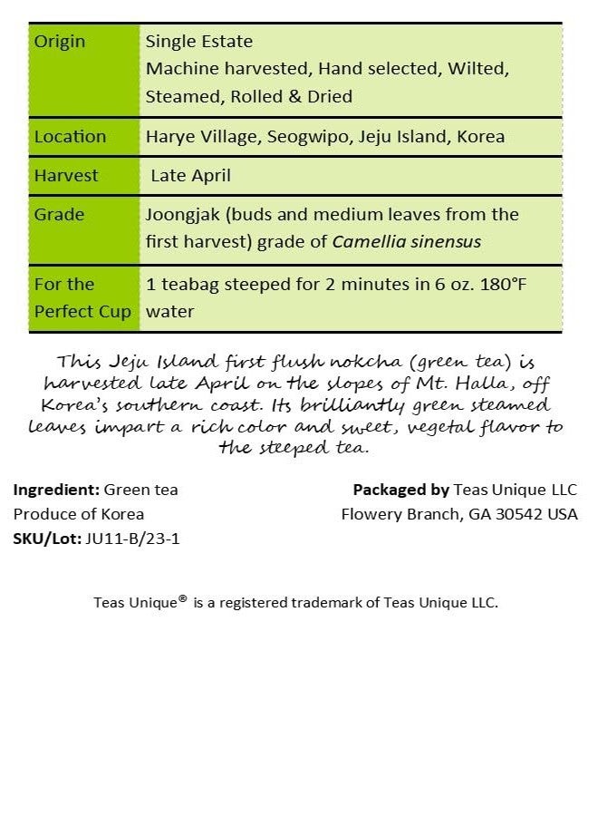Teas Unique Korean Jeju Island First Flush Green Tea, 25 Tea Bags (50g) - Image 3