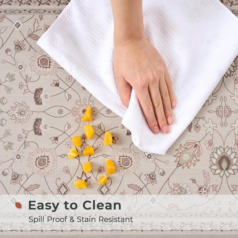 Fresh Mint Kitchen Mats for Floor 2 Piece Set, Waterproof & Non-Skid Vintage Floarl Kitchen Rugs, Cushioned Kitchen Floor Mat for Standing Washable Comfort Desk Kitchen Runners, 17x30''+17x47'' - Image 4