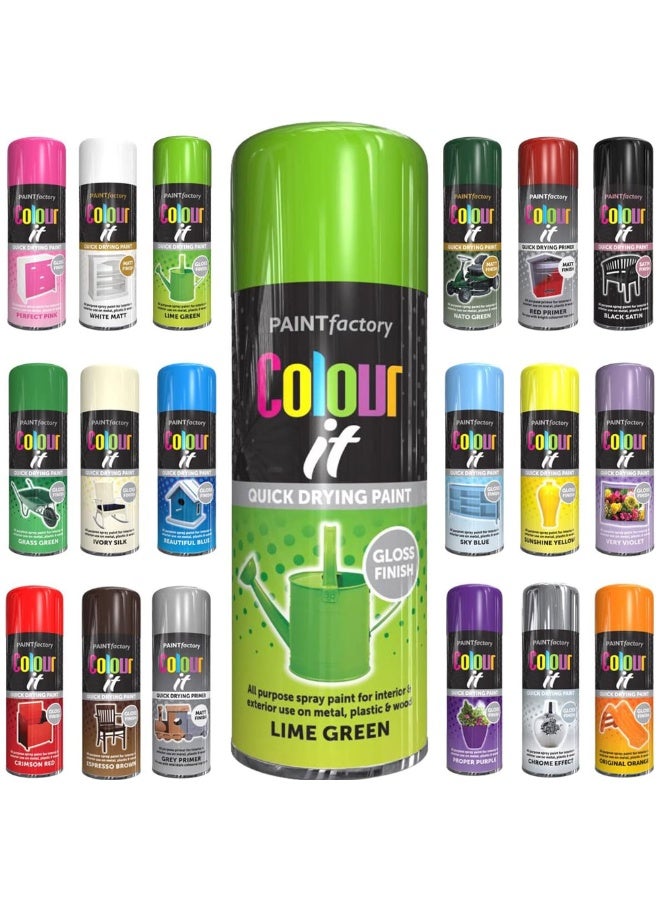 مصنع الطلاء دهان بخاخ لامع أخضر ليموني من باينت فاكتوري ٤٠٠مل - يجف بسرعة عالي الأداء، مناسب للاستخدام الداخلي والخارجي، للاستعمال على المعدن والبلاستيك والخشب. - Image 2