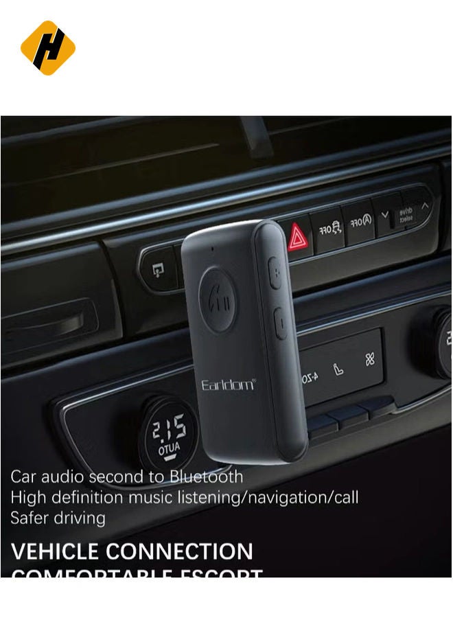 HuHa ET-BR02 Bluetooth 5.3 Adapter – Hands-Free Call 3.5mm AUX Car Audio Stereo Receiver for Speakers and More  - Image 3