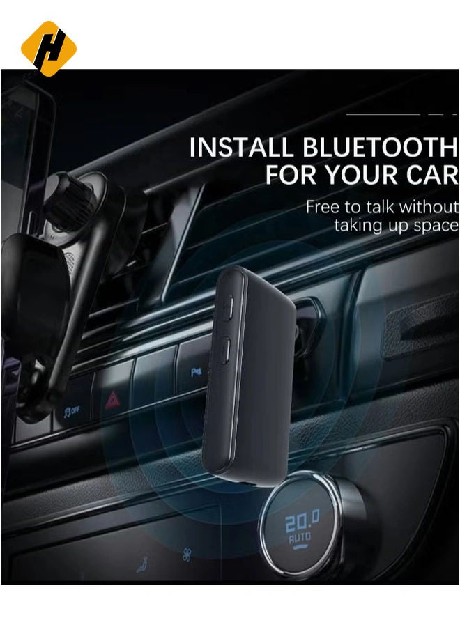 HuHa ET-BR02 Bluetooth 5.3 Adapter – Hands-Free Call 3.5mm AUX Car Audio Stereo Receiver for Speakers and More  - Image 4