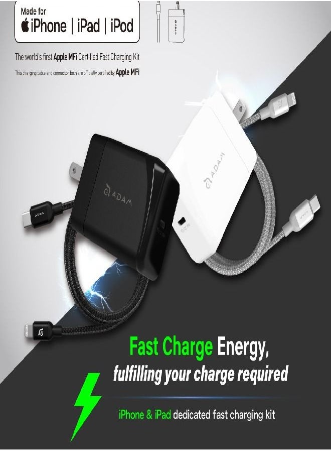 ADAM ELEMENTS ADAM ELEMENTS OMNIA F1 USB-C PD 18W Fast Wall Charger KIT WITH USB C TO LIGHTNING FAST CHARGE CABLE BLACK  - Image 3