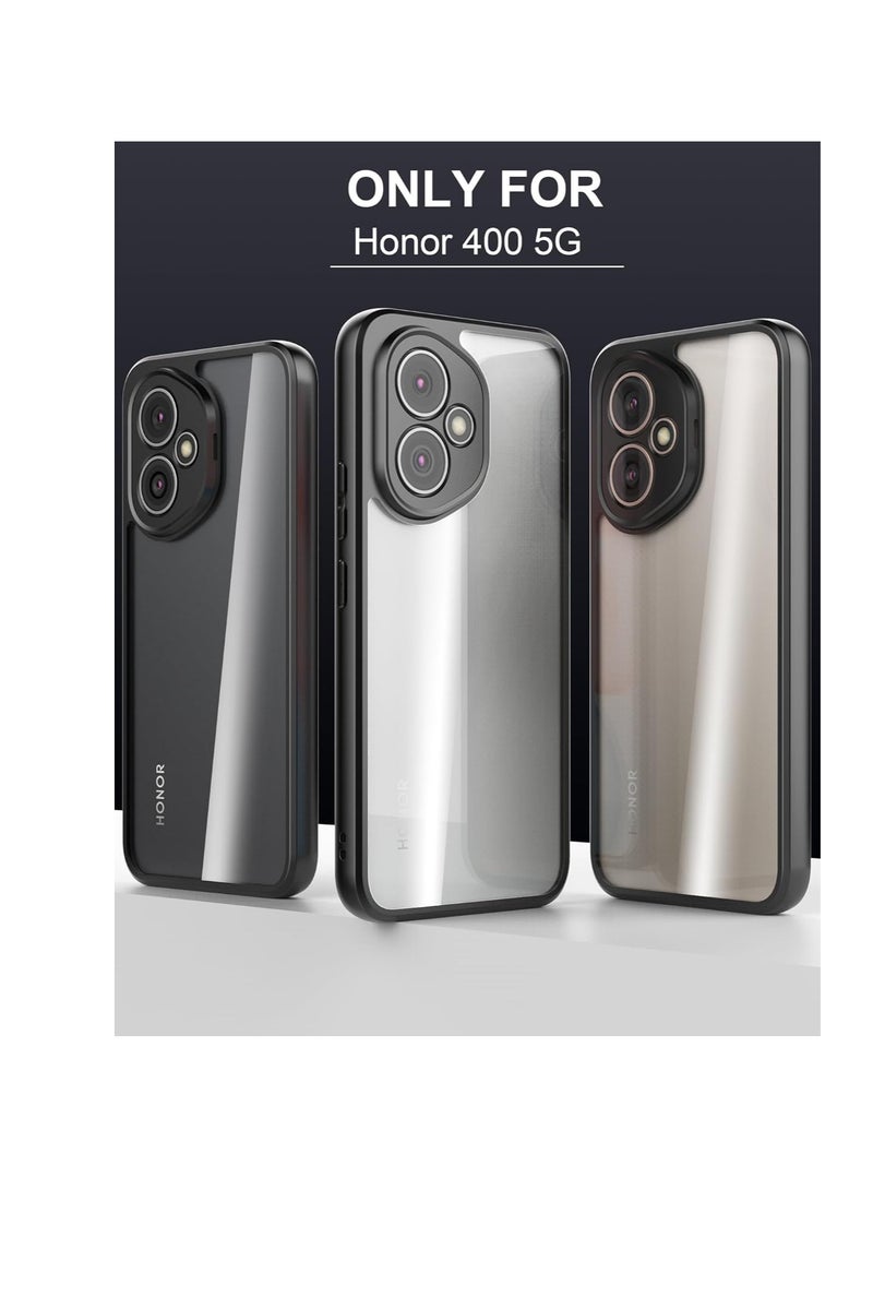 Case Cover Shockproof Hard PC Back Soft TPU Frame Anti-yellowing Slim Protective Cover Compatible with Honor 400 (Bla)ck - Image 5