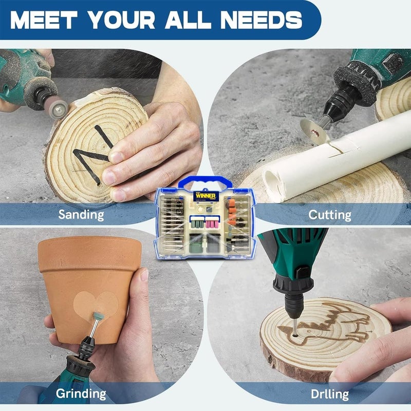 100 Pcs Rotary Tool Accessories Kit With Storage Case - For Polishing, Sanding, Cutting, Drilling & Grinding - Compatible With Dremel & Other Rotary Tools - Image 5