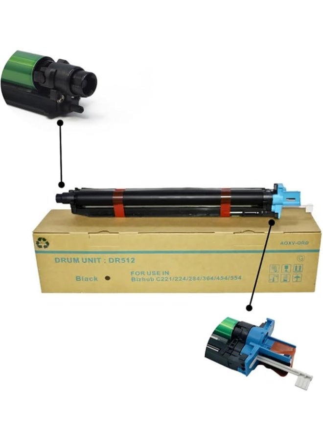 وحدة درم DR512 DR-512K أسود عالية الإنتاجية متوافقة مع طابعات Konica Minolta Bizhub C224 C284 C364 C454 C554 - Image 1