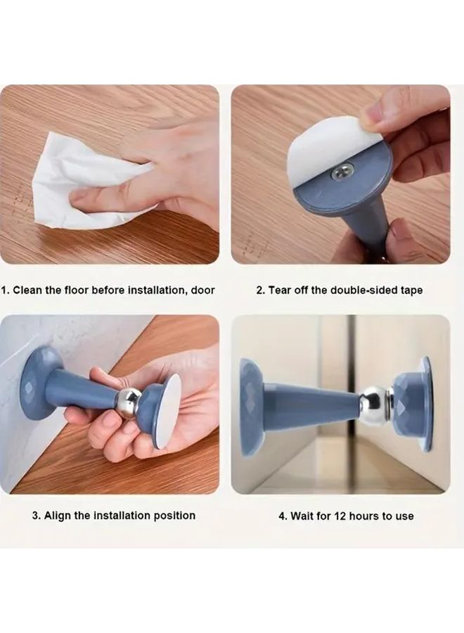 Black Heavy Duty Magnetic Door Stopper No Drilling Easy Installation Prevents Slamming - Image 5