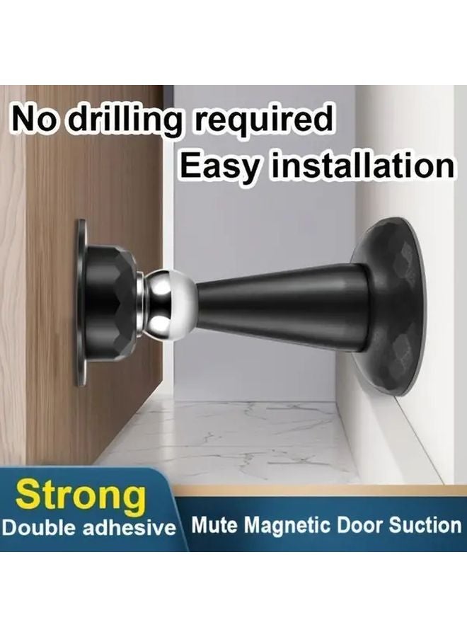 Black Heavy Duty Magnetic Door Stopper No Drilling Easy Installation Prevents Slamming - Image 1