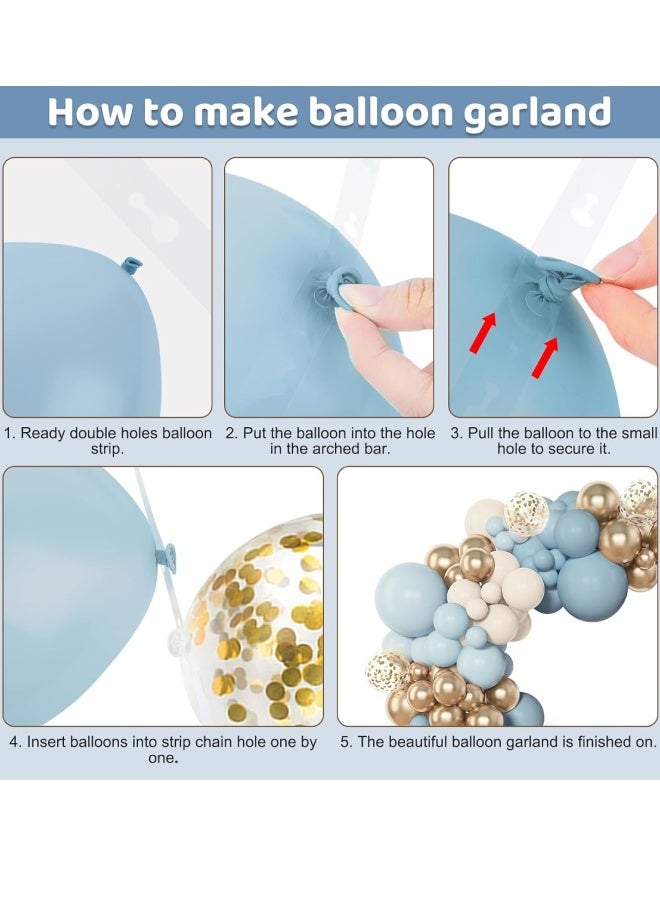 فَرَحُوم طقم قوس بالونات أزرق غامق 149 قطعة – بأحجام مختلفة (18 و12 و10 و5 بوصة) من البالونات الزرقاء والبيضاء والرملية المصنوعة من اللاتكس، مع بالونات معدنية وكونفيتي ذهبية – لتزيين حفلات أعياد ميلاد الأولاد، حفلات الزفاف، التخرج، حفلات المواليد بأسلوب بوهيمي، وغيرها من المناسبات. - Image 3