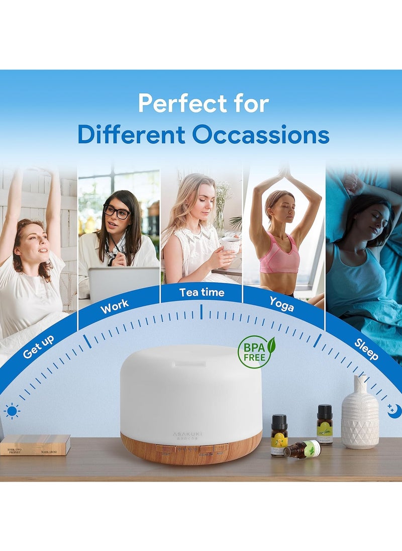 Premium, Essential Oil Diffuser with Remote Control, 5 in 1 Ultrasonic Aromatherapy Fragrant Oil Humidifier Vaporizer, Timer and Auto-Off Safety Switch, 500ml