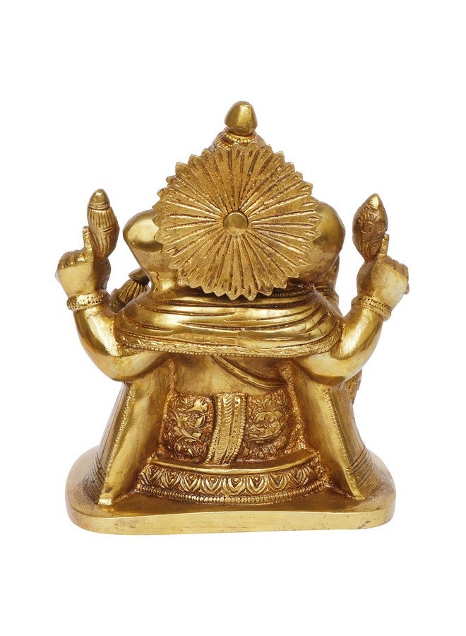 Kartique Brass Ganesh Bhagwan Idol Ganesha Statue Ganpati Murti for Home Entrance Decor Diwali Gift Height 7 Inch Gold Color - Image 4