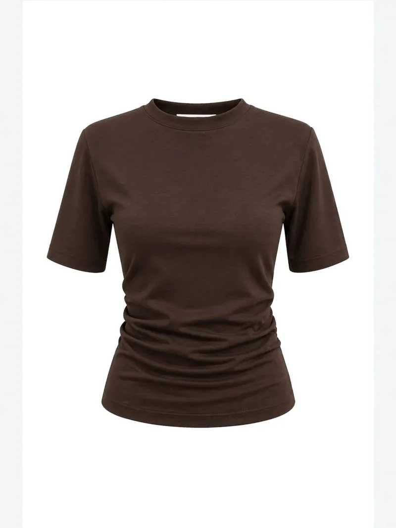 ميكسراي MIXRAY Basic Crew Neck Slit T-Shirt