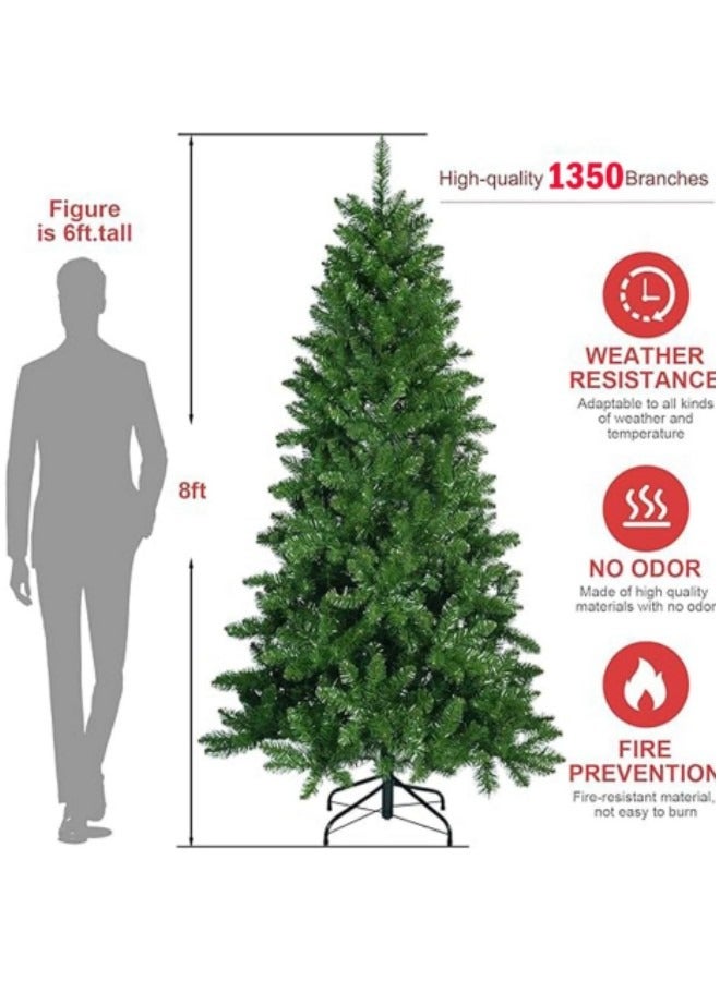 GGEROU شجرة عيد الميلاد الاصطناعية 2.4 م / 8 قدم، شجرة كاملة من التنوب غير مضاءة مع 450 طرف فرع، قاعدة معدنية، هيكل مفصلي، تجميع سهل - Image 3
