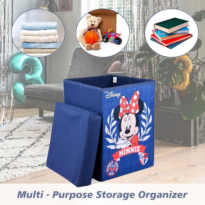 Kuber Industries Minnie Toy Storage Box | Laundry Basket for Toys | Folding Laundry Basket | Clothes Hamper with Lid & Handles | 60 LTR | Navy Blue - Image 4