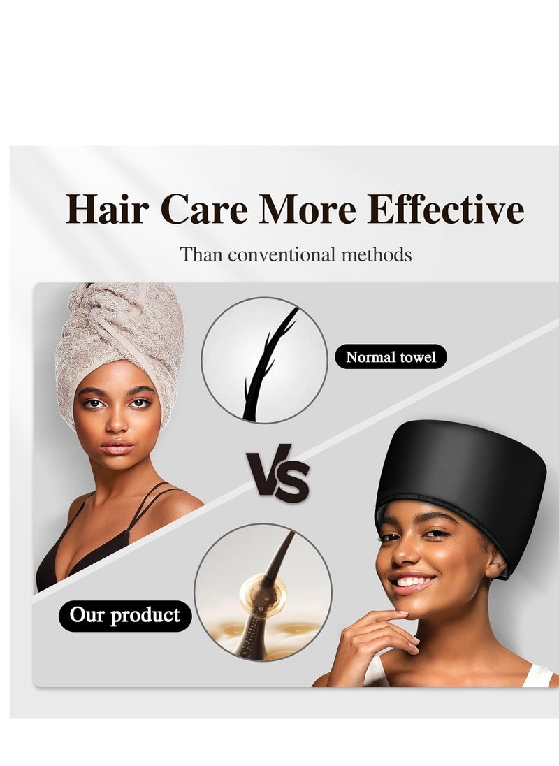 aopow Heated Electric Thermal Steamer Cap for Natural Black Afro Hair - Hot Spa Treatment Hat with Temperature Control for Deep Conditioning at Home - Black  - Image 2