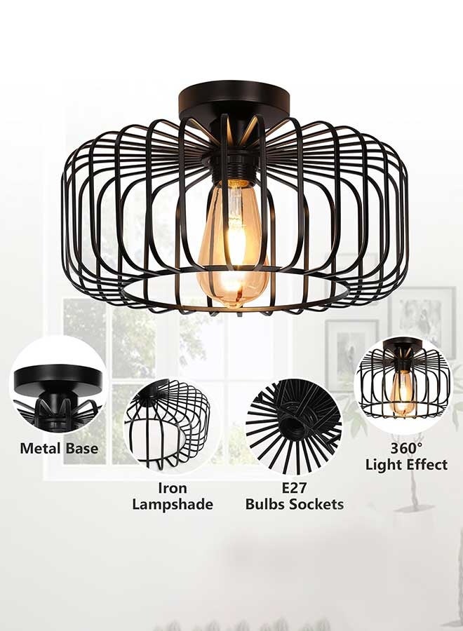 RAWAID Black Modern Chandeliers Ceiling Lights with Bulb,Metal Cage Light Fixtures with E27 Base for Living Room,Kitchen,Dining Room,Bedroom,Farmhouse - Image 3
