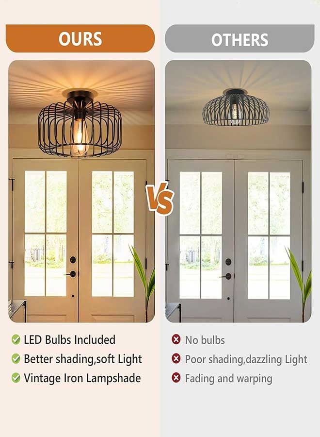 RAWAID Black Modern Chandeliers Ceiling Lights with Bulb,Metal Cage Light Fixtures with E27 Base for Living Room,Kitchen,Dining Room,Bedroom,Farmhouse - Image 4