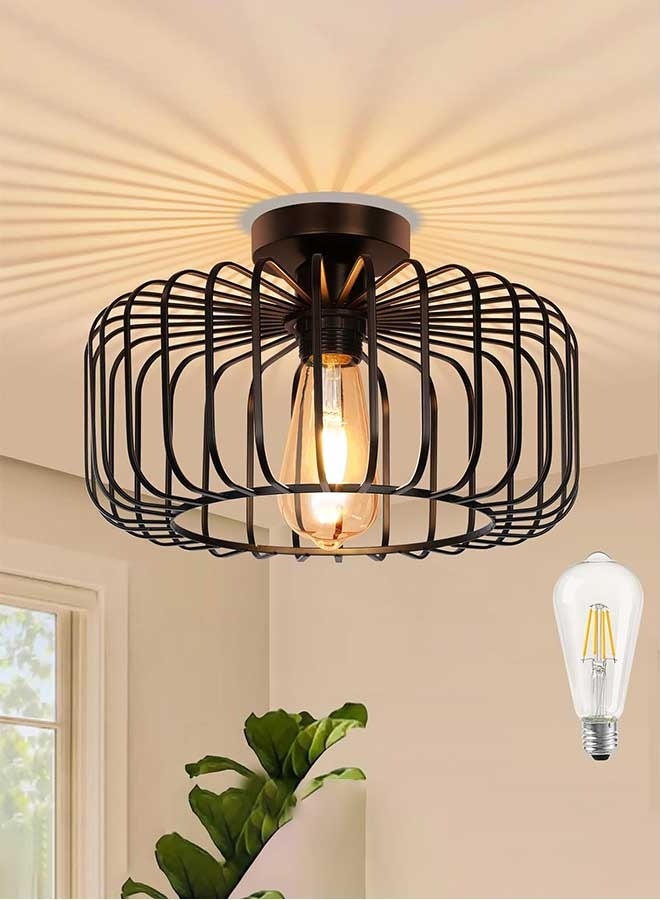RAWAID Black Modern Chandeliers Ceiling Lights with Bulb,Metal Cage Light Fixtures with E27 Base for Living Room,Kitchen,Dining Room,Bedroom,Farmhouse - Image 1