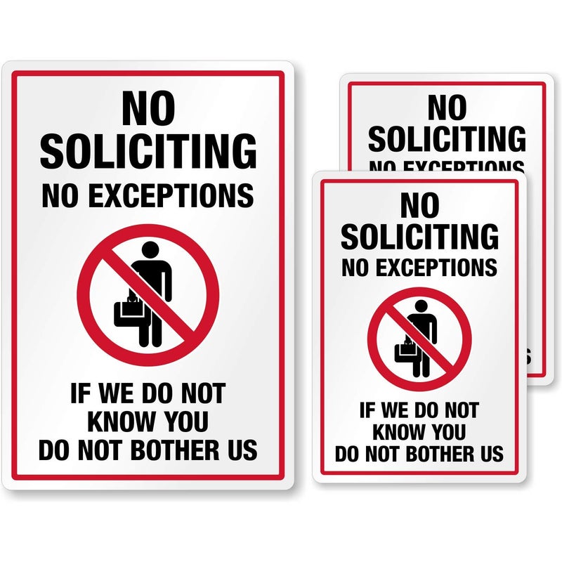 SmartSign 3Pack No Soliciting No Exceptions If We Do Not Know You Do Not Bother Us Sticker Label Set Reflective LabelsDecals 7Year Outdoor Life PeelOff Adhesive USAMade