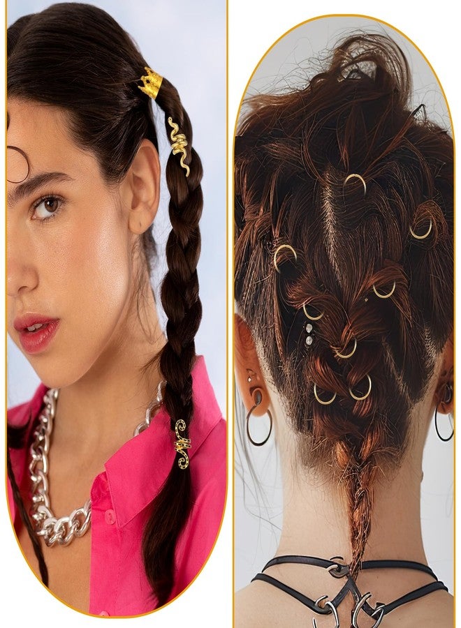 ١٨٠ قطعة من إكسسوارات ضفائر الشعر، مجوهرات للشعر، أساور شعر للنساء، مشابك شعر حلزونية من سبيكة معدنية، حلقات ضفائر، زينة - Image 4