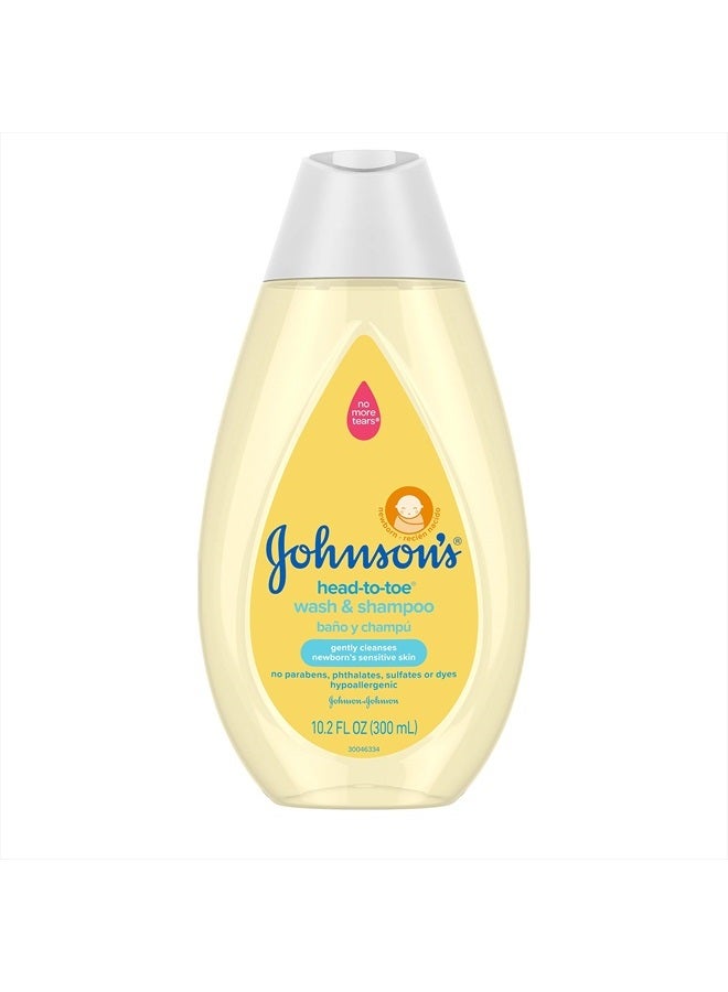 Johnson's Baby Head-to-Toe Gentle Baby Body Wash & Shampoo, Tear-Free, Sulfate-Free & Hypoallergenic Bath Wash & Shampoo for Baby's Sensitive Skin & Hair, Washes Away 99.9% of Germs 10.2 fl. oz - Image 1