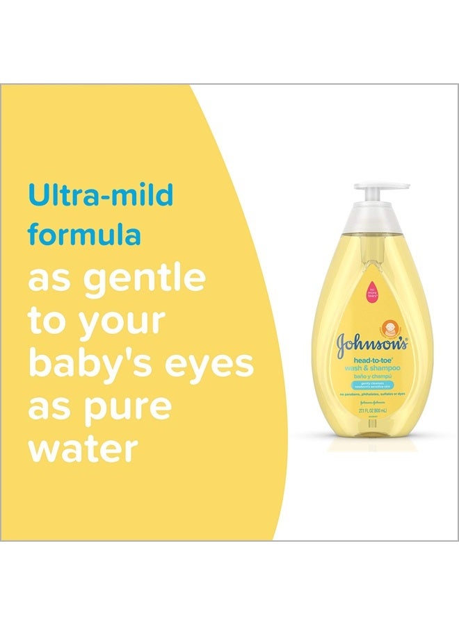 Johnson's Baby Head-to-Toe Gentle Baby Body Wash & Shampoo, Tear-Free, Sulfate-Free & Hypoallergenic Bath Wash & Shampoo for Baby's Sensitive Skin & Hair, Washes Away 99.9% of Germs 10.2 fl. oz - Image 2