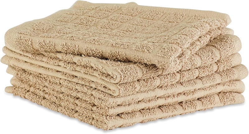 DII Basic Terry Collection Solid Windowpane Dishcloth Set, 12x12, Pebble, 6 Piece - Image 2