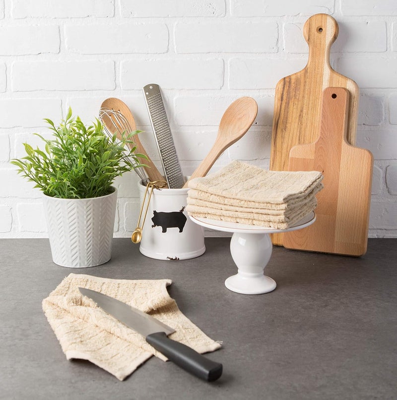 DII Basic Terry Collection Solid Windowpane Dishcloth Set, 12x12, Pebble, 6 Piece - Image 4