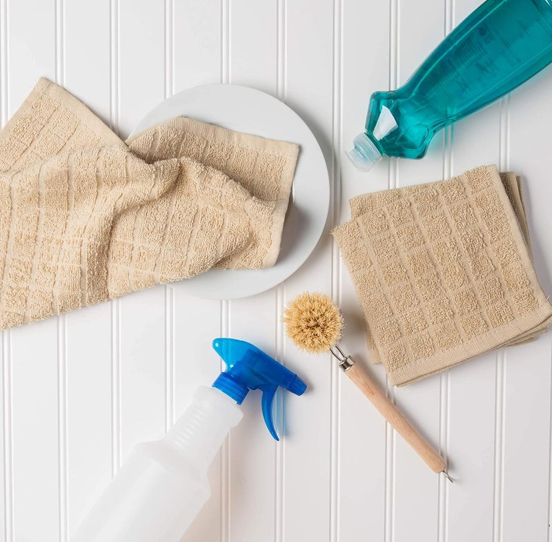 DII Basic Terry Collection Solid Windowpane Dishcloth Set, 12x12, Pebble, 6 Piece - Image 5