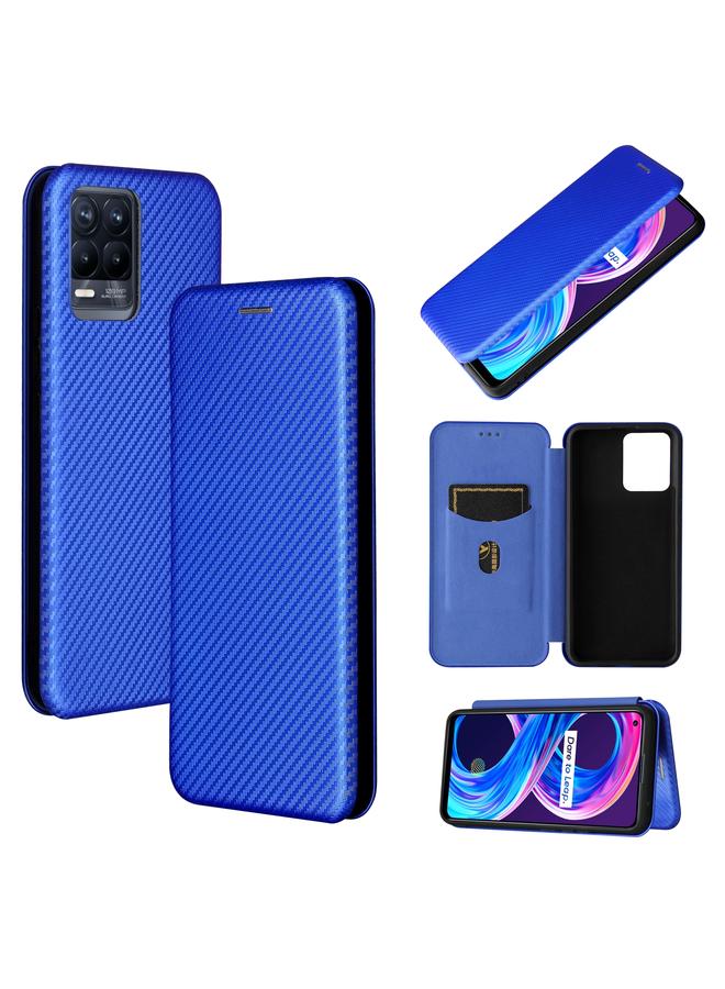 اس-توب جراب لهاتف OPPO Realme 8 / 8 Pro مصنوع من ألياف الكربون مع قلاب أفقي مصنوع من مادة TPU + PC + جلد PU مع فتحة للبطاقات - Image 1