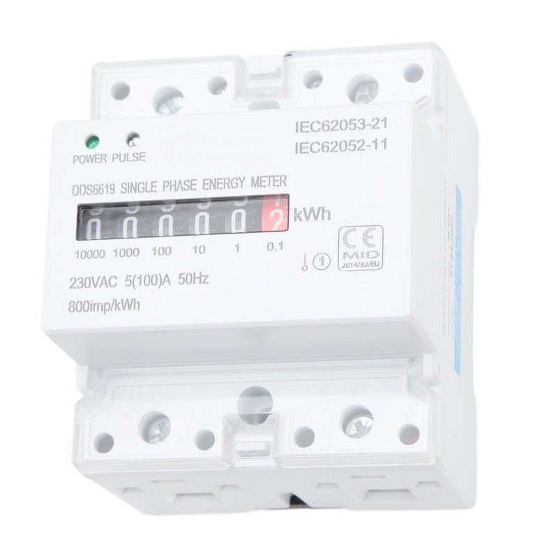 Energy Meter: 1 Intelligent Metering Chip, Tamper-Proof Mechanical Counter - Durable ABS Shell Red Copper Terminals, Dual-Color LED Indicator for DIN Rail Mounted Industrial Commercial Electrical Moni - Image 5