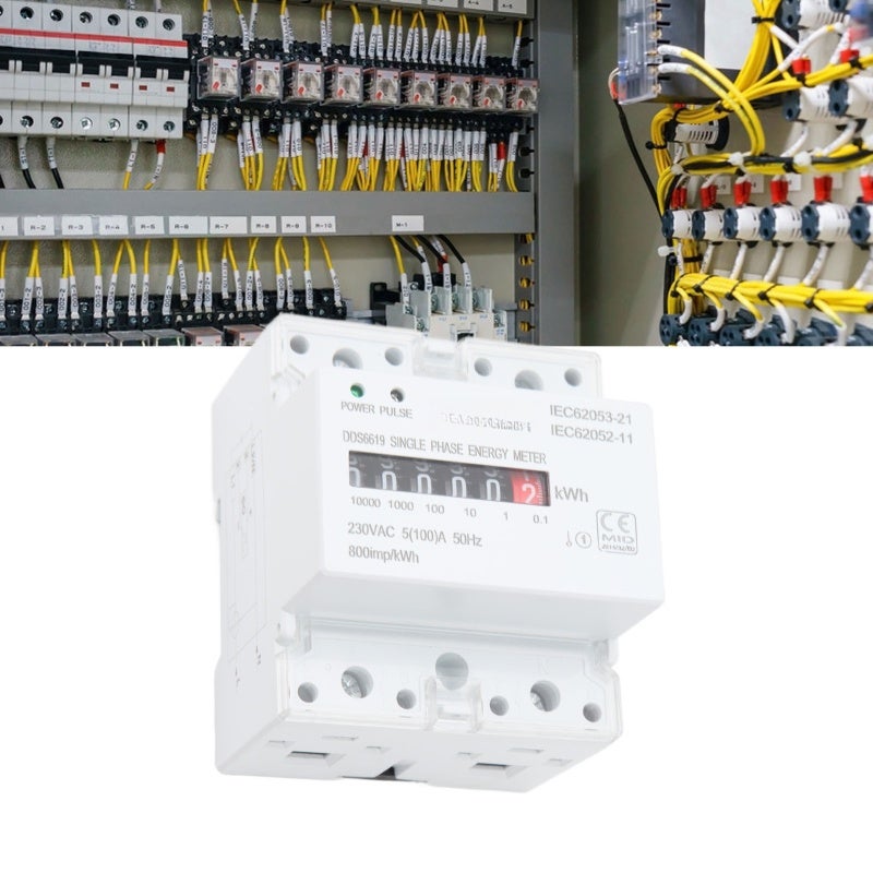 Energy Meter: 1 Intelligent Metering Chip, Tamper-Proof Mechanical Counter - Durable ABS Shell Red Copper Terminals, Dual-Color LED Indicator for DIN Rail Mounted Industrial Commercial Electrical Moni - Image 4