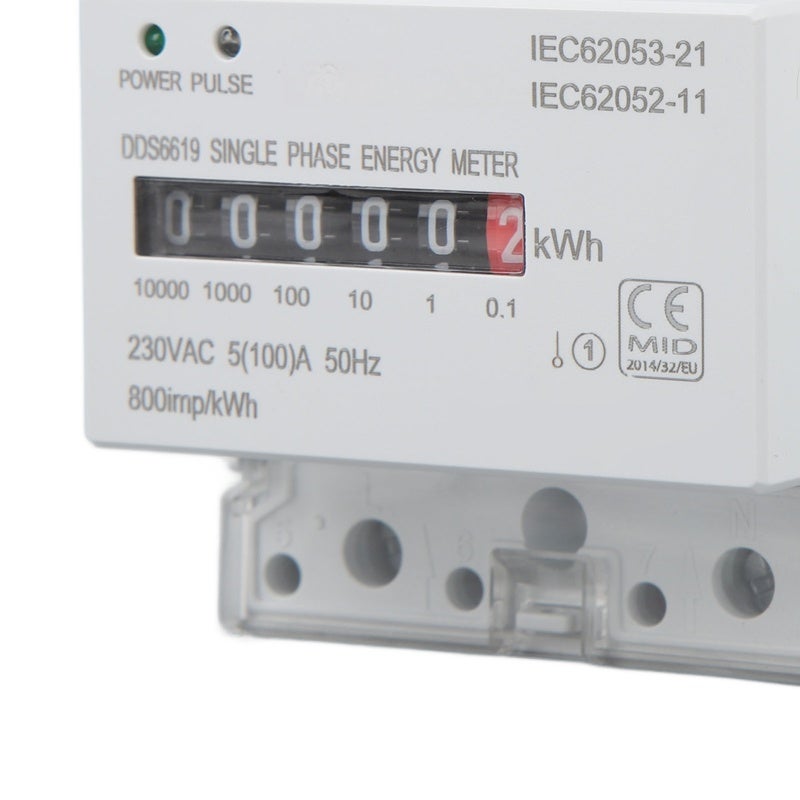 Energy Meter: 1 Intelligent Metering Chip, Tamper-Proof Mechanical Counter - Durable ABS Shell Red Copper Terminals, Dual-Color LED Indicator for DIN Rail Mounted Industrial Commercial Electrical Moni - Image 3