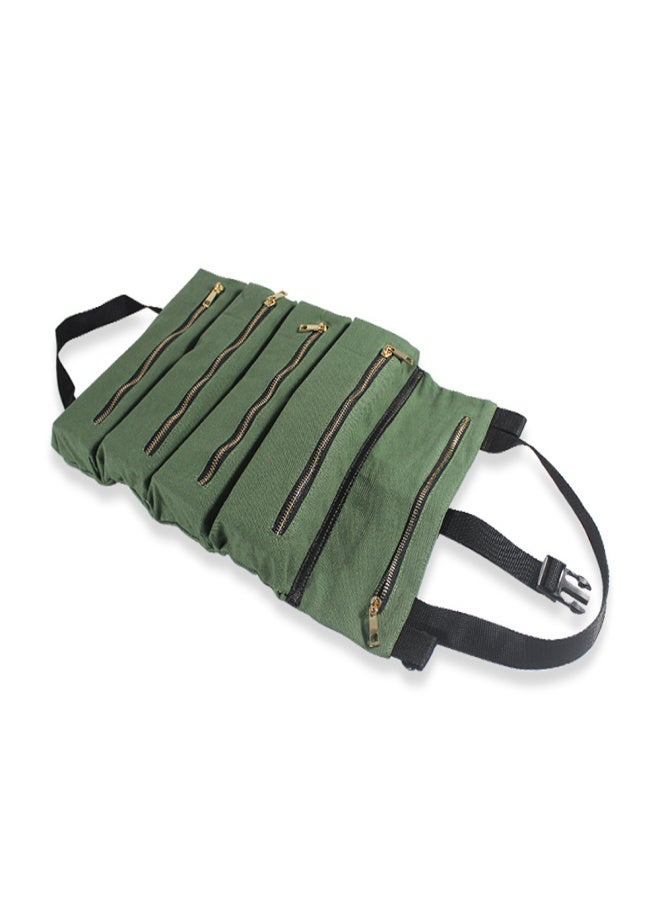 PENGGONG Tool Roll Up Bag Zippered Bag 5 Pockets Canvas Tool Organizer Portable Tool Roll-up Pouch Tool Bag Workbag Zipper Utility Tote - Image 3