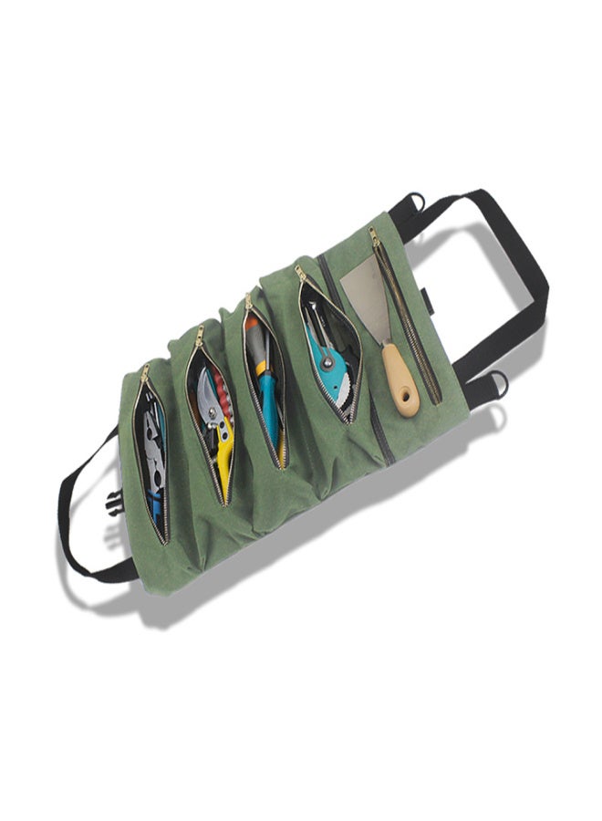 PENGGONG Tool Roll Up Bag Zippered Bag 5 Pockets Canvas Tool Organizer Portable Tool Roll-up Pouch Tool Bag Workbag Zipper Utility Tote - Image 2
