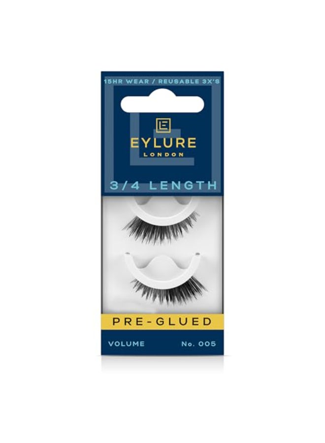 Eylure Press On PreGlued False Eyelashes 34 Length Lashes No 005 1 Pair - Image 1
