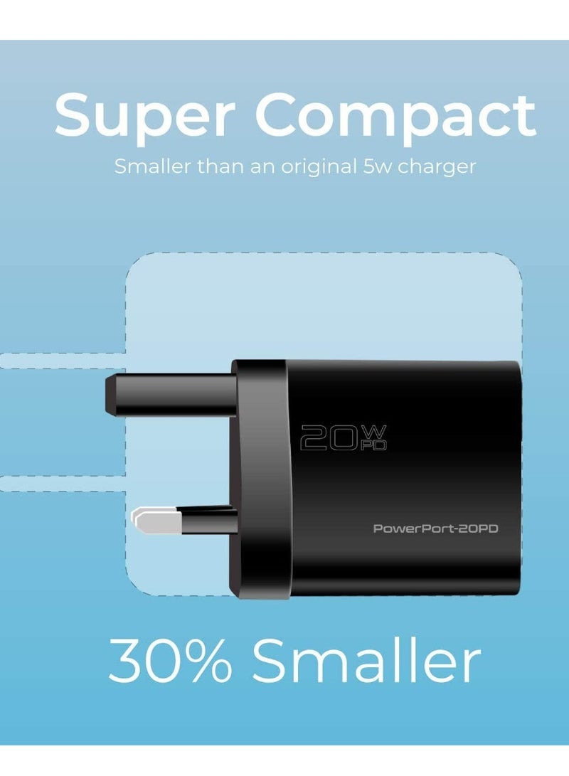 20W USB-C Charger with Power Delivery, Ultra-Compact Fast Charge Type-C Wall Adapter with USB-C Power Delivery for iPhone 12/12 Mini/12 Pro/12 Pro Max, iPad Pro, PowerPort20PD- - Image 2